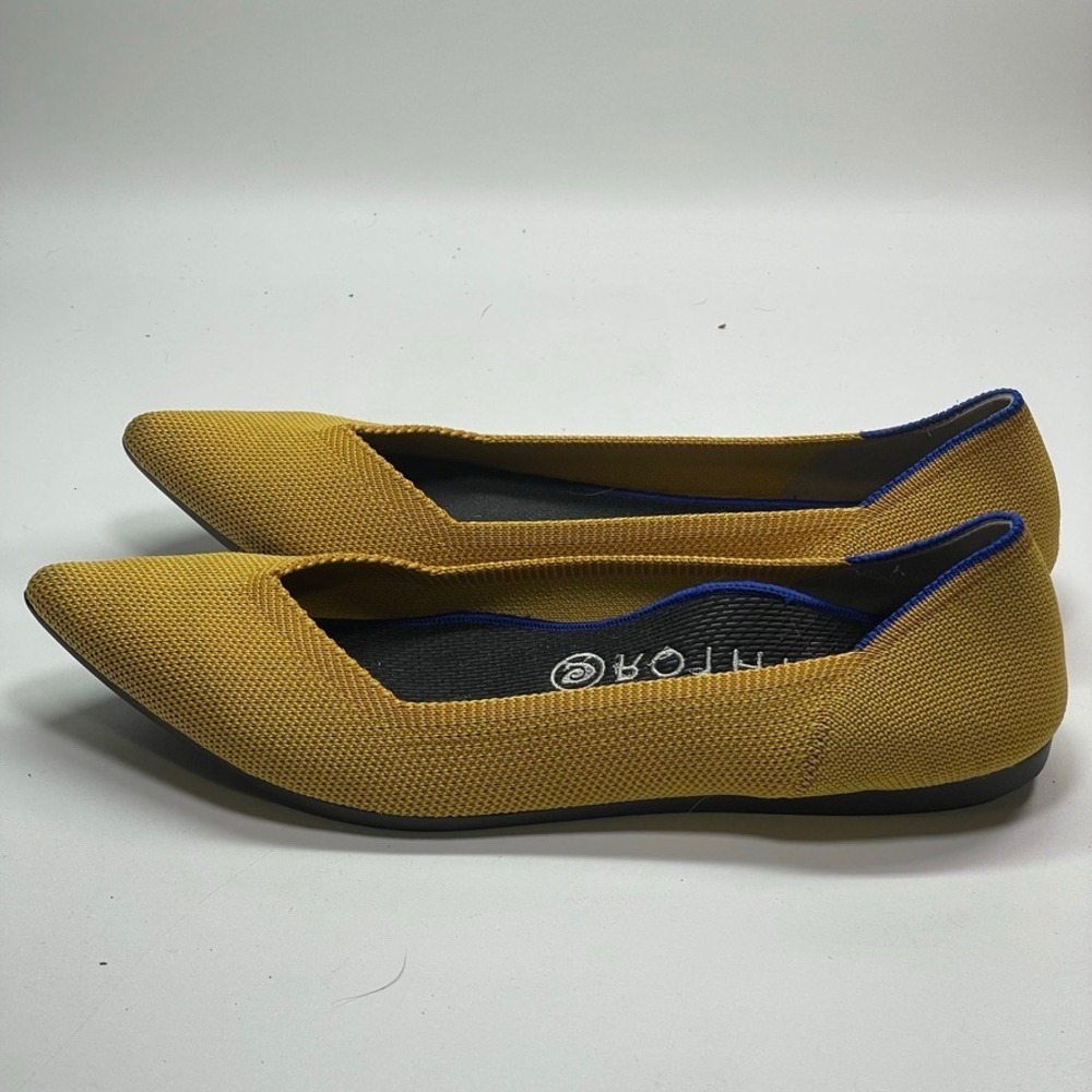 Rothy's Pointed Flats Mustard Yellow Knit Comfortable Shoes W9 - Picture 3 of 5